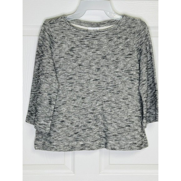 Tops - J. Jill Pure Jill Pullover Striped Grey 3/4 Sleeve Shirt 100% Cotton XS Petite